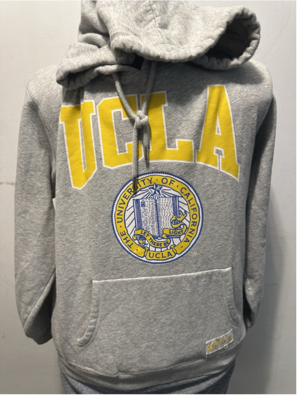 Vintage UCLA Bruins College Seal Pullover Hoodie Sweatshirt Mens Heather Gray